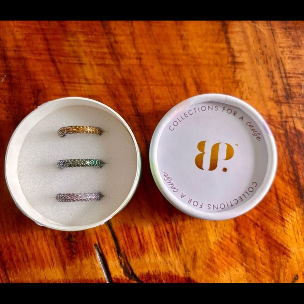 Bomb Party mental health awareness 2024 trio of rings size 7